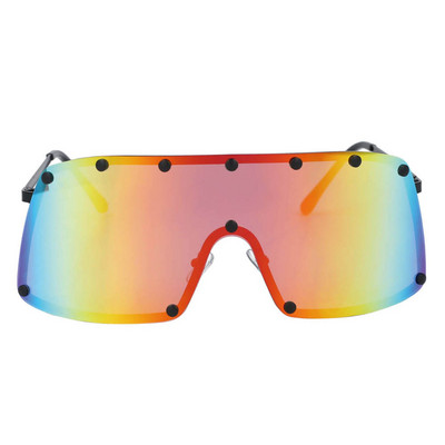 53664 Túlméretezett egylencsés napszemüveg Rivet Fashion Férfi Női Tükörárnyékoló Uv400 Vintage védőszemüveg