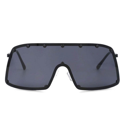 53664 Túlméretezett egylencsés napszemüveg Rivet Fashion Férfi Női Tükörárnyékoló Uv400 Vintage védőszemüveg