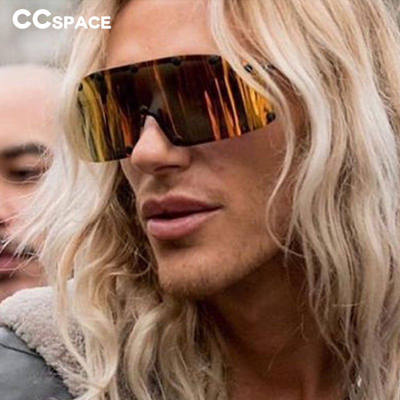 53664 Túlméretezett egylencsés napszemüveg Rivet Fashion Férfi Női Tükörárnyékoló Uv400 Vintage védőszemüveg