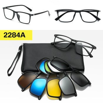 Рамка за очила и магнитни слънчеви очила с щипка за мъжки поляризиран магнит Дамска рамка за оптични очила Polaroid с щипка