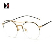 SHAUNA Klasické ručne vyrobené polokovové okuliare pre ženy, okrúhle okuliare, vintage pánske okuliare s čírymi šošovkami, rámy