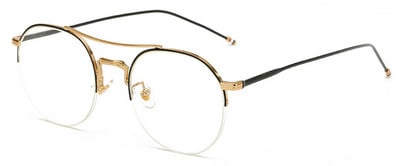 SHAUNA Klasické ručne vyrobené polokovové okuliare pre ženy, okrúhle okuliare, vintage pánske okuliare s čírymi šošovkami, rámy