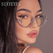 Diamond Cat Eye Γυναικεία γυαλιά ηλίου 2022 Semi-Rimless γυαλιά ηλίου Luxury επωνυμίας σχεδιαστής κρυστάλλινος σκελετός Rhinestone γυαλιά Oculos