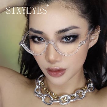 Diamond Cat Eye Γυναικεία γυαλιά ηλίου 2022 Semi-Rimless γυαλιά ηλίου Luxury επωνυμίας σχεδιαστής κρυστάλλινος σκελετός Rhinestone γυαλιά Oculos