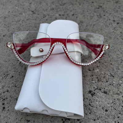 Diamond Cat Eye Γυναικεία γυαλιά ηλίου 2022 Semi-Rimless γυαλιά ηλίου Luxury επωνυμίας σχεδιαστής κρυστάλλινος σκελετός Rhinestone γυαλιά Oculos