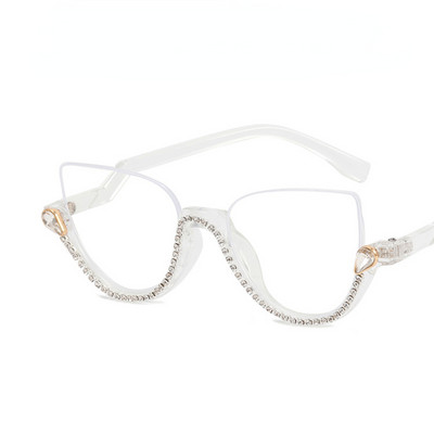 Diamond Cat Eye Γυναικεία γυαλιά ηλίου 2022 Semi-Rimless γυαλιά ηλίου Luxury επωνυμίας σχεδιαστής κρυστάλλινος σκελετός Rhinestone γυαλιά Oculos