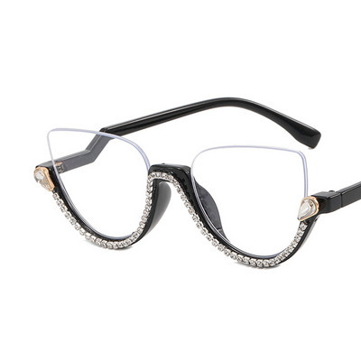 Diamond Cat Eye Γυναικεία γυαλιά ηλίου 2022 Semi-Rimless γυαλιά ηλίου Luxury επωνυμίας σχεδιαστής κρυστάλλινος σκελετός Rhinestone γυαλιά Oculos