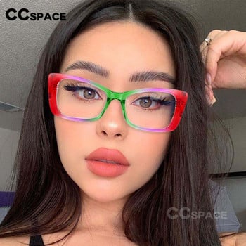 54537 New Fashion Personality Transparent Temples Ιριδίζον ορθογώνιο μεγάλο πλαίσιο Γυναικείο επίπεδο οπτικό πλαίσιο γυαλιών