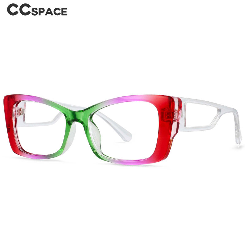 54537 New Fashion Personality Tâmple transparente Iridescent dreptunghiular Cadru mare Doamnă Ochelari optici plati