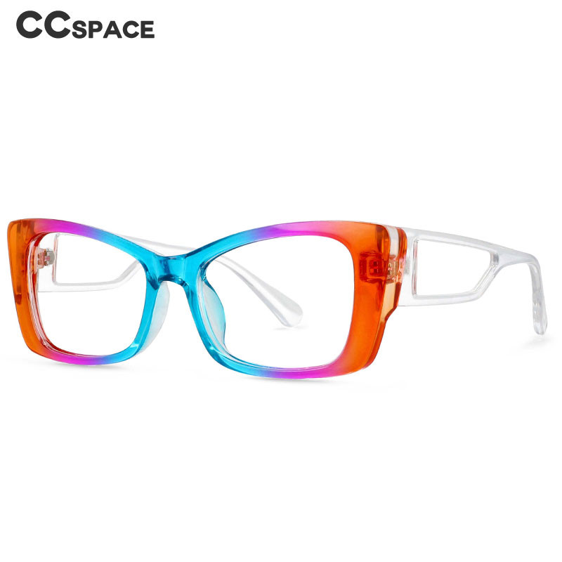 54537 New Fashion Personality Tâmple transparente Iridescent dreptunghiular Cadru mare Doamnă Ochelari optici plati