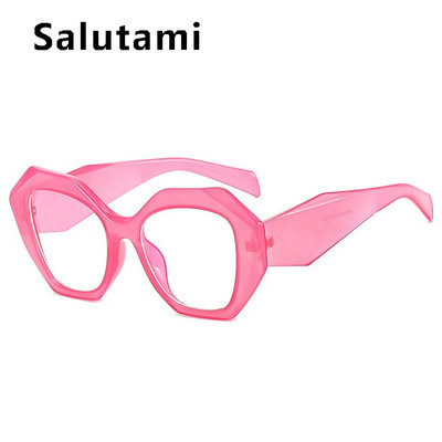 Antikék világos cukorka színű poligon négyzet alakú női szemüvegek Vintage új divatos műanyag átlátszó számítógépes szemüveg keret Leopard