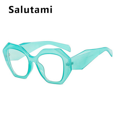 Antikék világos cukorka színű poligon négyzet alakú női szemüvegek Vintage új divatos műanyag átlátszó számítógépes szemüveg keret Leopard