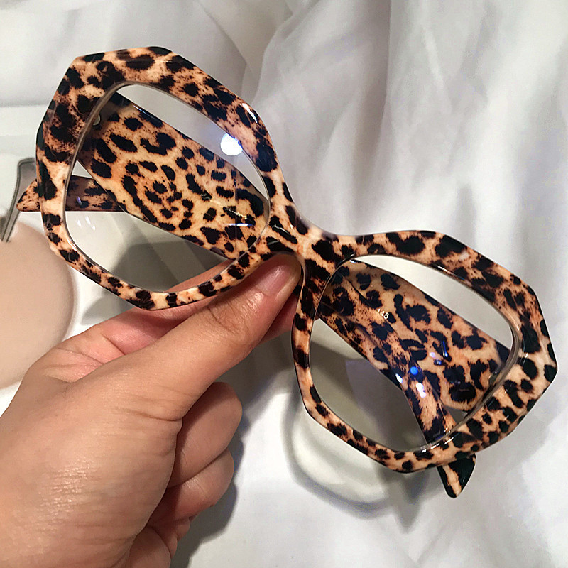 Antikék világos cukorka színű poligon négyzet alakú női szemüvegek Vintage új divatos műanyag átlátszó számítógépes szemüveg keret Leopard
