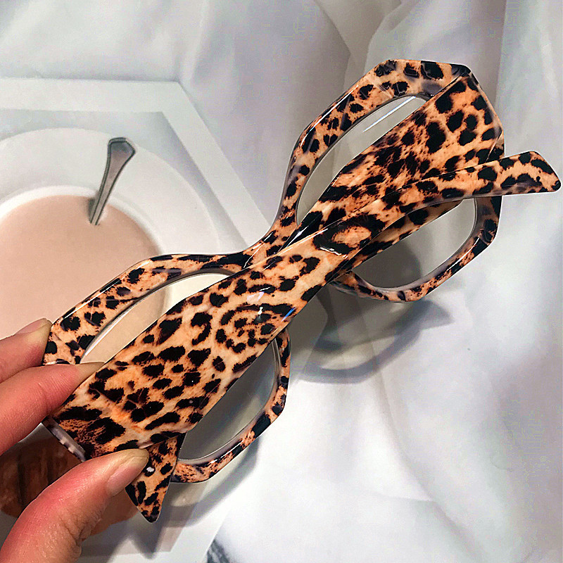 Antikék világos cukorka színű poligon négyzet alakú női szemüvegek Vintage új divatos műanyag átlátszó számítógépes szemüveg keret Leopard
