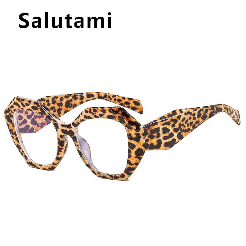 Antikék világos cukorka színű poligon négyzet alakú női szemüvegek Vintage új divatos műanyag átlátszó számítógépes szemüveg keret Leopard