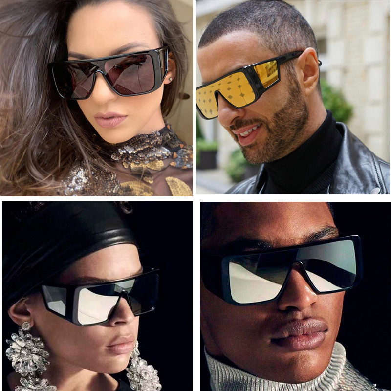 Prevelike Shield sunčane naočale luksuzne marke za muškarce četvrtaste sunčane naočale velikog okvira za žene 2019. Cool Black Shield naočale otporne na vjetar