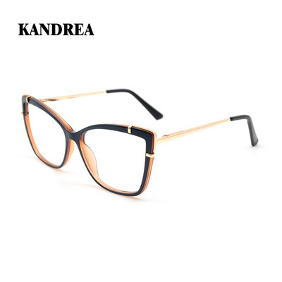 KANDREA Дамски рамки за очила с котешки очи Дамска мода Луксозни стилове Дизайнерски очила Ретро оптични очила за късогледство HG60021