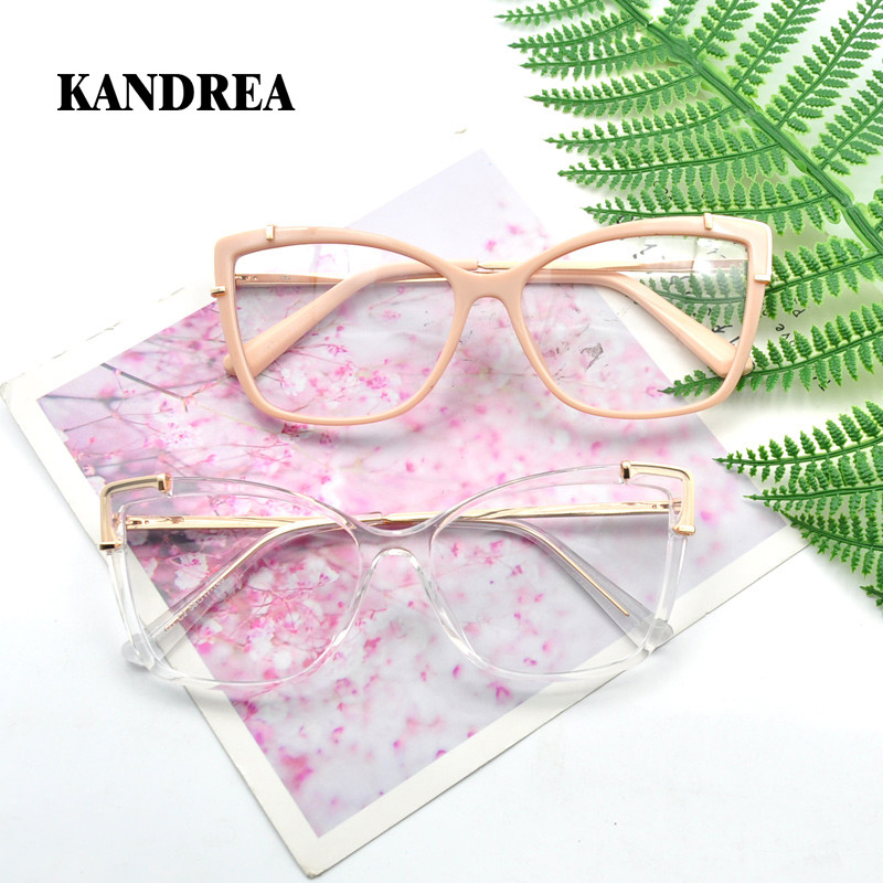KANDREA Γυναικεία γυαλιά ματιών γάτας Σκελετοί Γυναικεία μόδα Πολυτελή στυλ Γυαλιά σχεδιαστών Vintage οπτικά γυαλιά μυωπίας HG60021