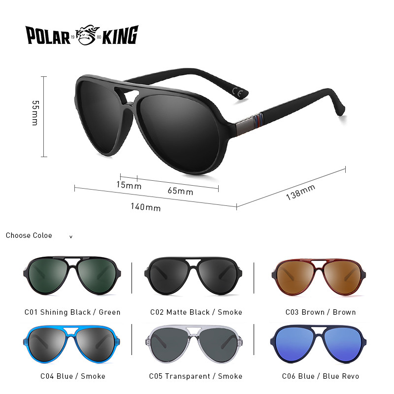 Ochelari de soare Polarking Bărbați Classic Business Trend Brand Ochelari de soare Design Twin Bridge Ochelari Lentile mari Plastic Lejeritate PL302