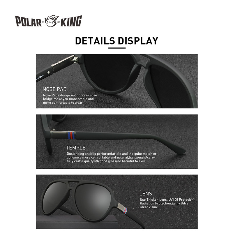 Ochelari de soare Polarking Bărbați Classic Business Trend Brand Ochelari de soare Design Twin Bridge Ochelari Lentile mari Plastic Lejeritate PL302