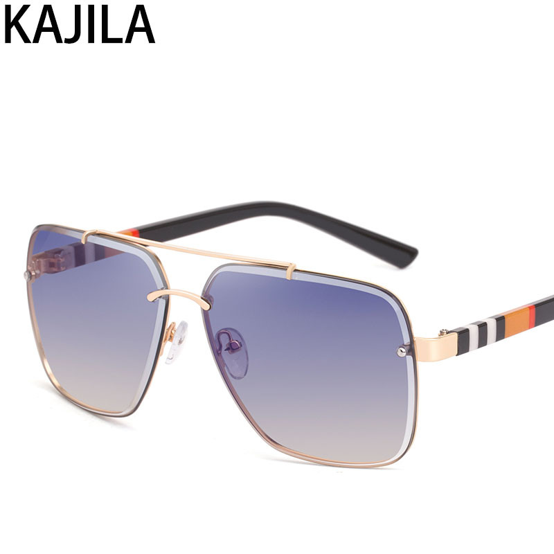 Kvadratiniai akiniai be rėmelių, vyriški 2023 m. prabangūs prekės ženklo madingi retro rėmeliai akiniai nuo saulės moterims senovinių akinių šešėliai UV400