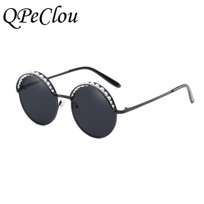 QPeClou Luksuzne okrugle sunčane naočale s biserima Ženska modna marka Zrcalne sunčane naočale Ženske 2018. Nove naočale Ženske Oculos UV400
