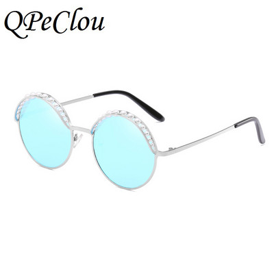 QPeClou Luksuzne okrugle sunčane naočale s biserima Ženska modna marka Zrcalne sunčane naočale Ženske 2018. Nove naočale Ženske Oculos UV400