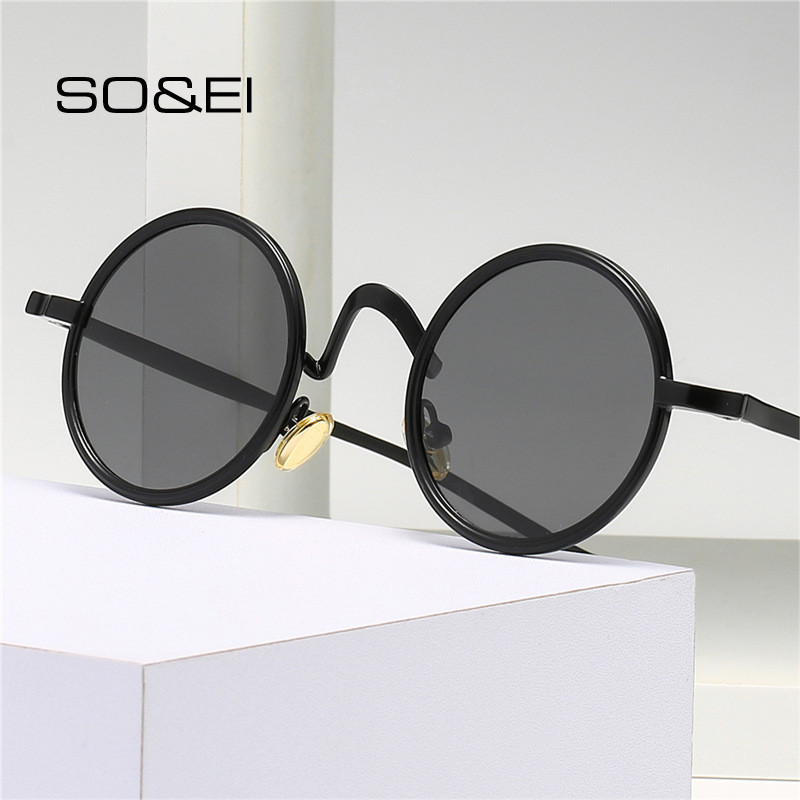 SO&EI Retro metallist ümmargused Punk polariseeritud päikeseprillid Naiste läbipaistvad Blu-Ray läätsede raamid Meeste Varjud UV400 Päikeseprillid