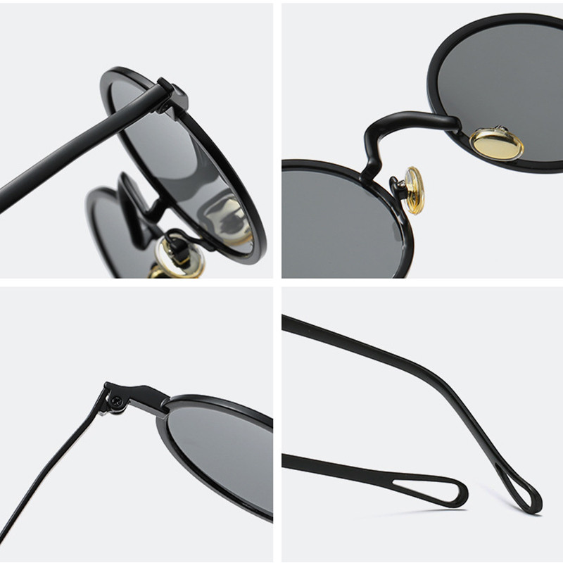 SO&EI Retro metallist ümmargused Punk polariseeritud päikeseprillid Naiste läbipaistvad Blu-Ray läätsede raamid Meeste Varjud UV400 Päikeseprillid