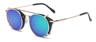 SHAUNA Retro naiste Steampunk päikeseprillid Brändi Disainer Flip Separable Lens Mood Meeste Ümmargused Punkprillid UV400