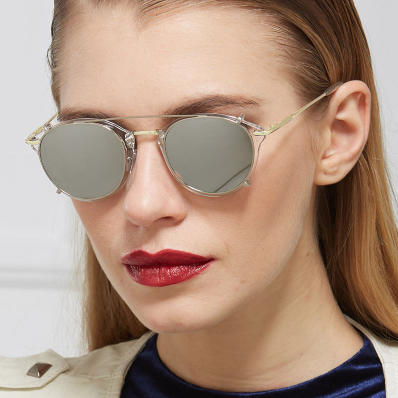 SHAUNA Retro naiste Steampunk päikeseprillid Brändi Disainer Flip Separable Lens Mood Meeste Ümmargused Punkprillid UV400