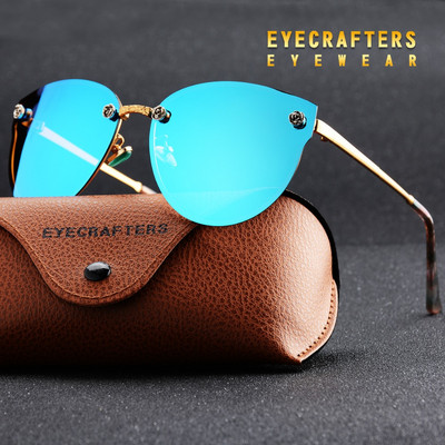 Eyecrafters Luksusa polarizētas saulesbrilles Sieviešu modes Seksīgas kaķu acu spogulis atstarojošas saulesbrilles Retro retro vintage sieviešu brilles