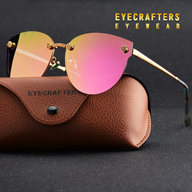 Ochelari de soare polarizați de lux Eyecrafters Ochelari de soare reflectorizați cu oglindă ochi de pisică de modă pentru femei Ochelari de soare retro vintage pentru femei