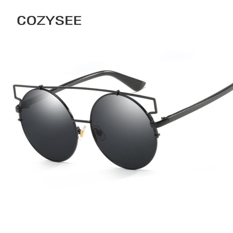 Ochelari de soare rotunzi, retro, supradimensionați, rame metalice, ochelari rotunzi mari Ochelari de soare cu oglindă roșie, cerc pentru femeie, designer de marcă de sticlă