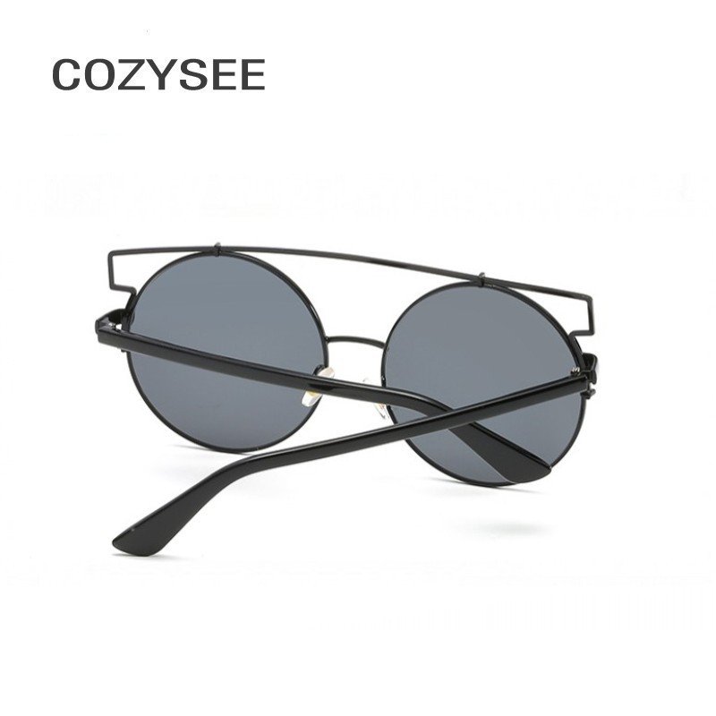 Ochelari de soare rotunzi, retro, supradimensionați, rame metalice, ochelari rotunzi mari Ochelari de soare cu oglindă roșie, cerc pentru femeie, designer de marcă de sticlă