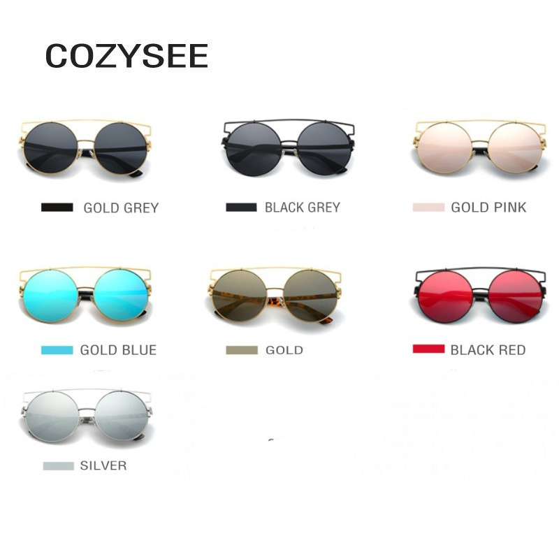 Ochelari de soare rotunzi, retro, supradimensionați, rame metalice, ochelari rotunzi mari Ochelari de soare cu oglindă roșie, cerc pentru femeie, designer de marcă de sticlă