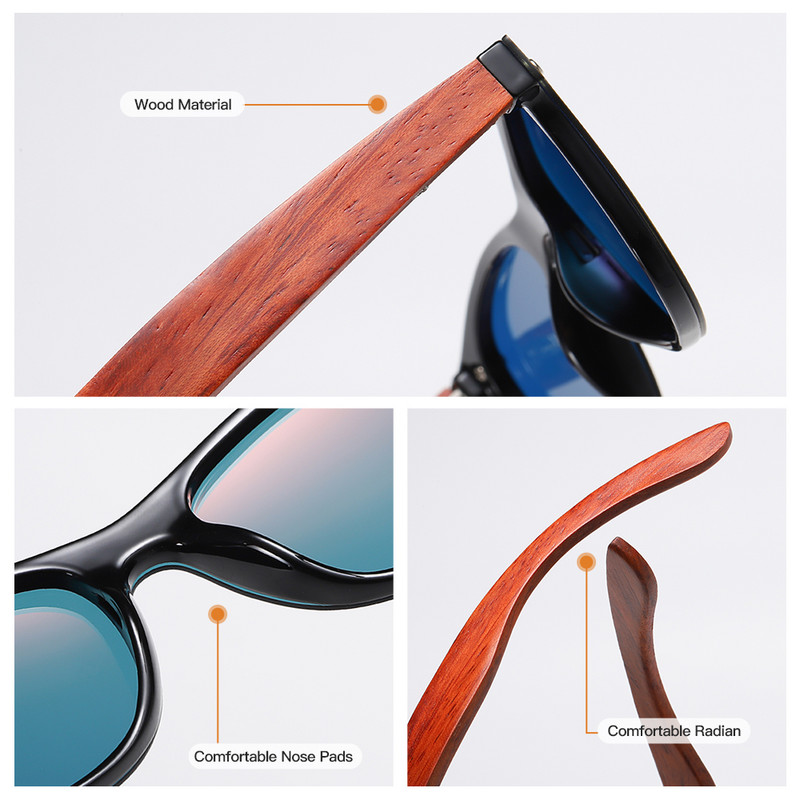 GM Red Wood Polarized Vyriški akiniai nuo saulės kvadratiniai akiniai nuo saulės Moteriški akiniai nuo saulės Vyriški Oculos de sol Masculino
