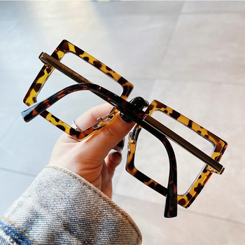 Нови квадратни леопардови прозрачни рамки за очила Дамски класически ретро големи рамки за очила Дамски прозрачни модни очила