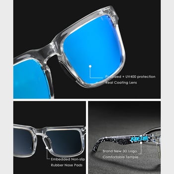 KDEAM Модни квадратни слънчеви очила Поляризирани мъжки спортни нюанси 3D лого Cool Mirror Lens Очила за шофиране с безплатна кутия