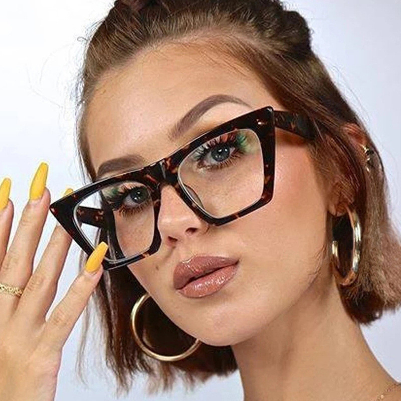 Cat Eye átlátszó szemüvegkeret klasszikus márka Vintage Ttransparent szemüvegkeret divat lapos felső dekoratív szemüveg szemüveg