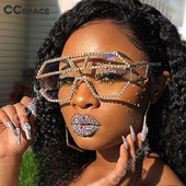 47165 Fashion Rhinestone Oversized One Lens Rhinestone Γυαλιά ηλίου Ανδρικά Γυναικεία Κρυστάλλινα γεωμετρικά σχέδια Γυαλιά ηλίου UV400