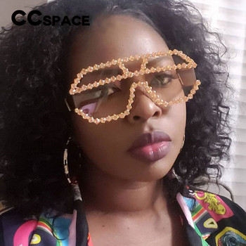 47165 Fashion Rhinestone Oversized One Lens Rhinestone Γυαλιά ηλίου Ανδρικά Γυναικεία Κρυστάλλινα γεωμετρικά σχέδια Γυαλιά ηλίου UV400