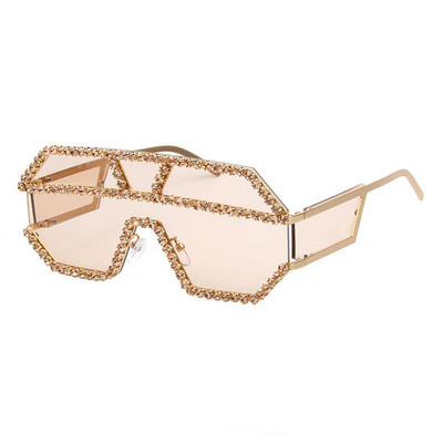 47165 Fashion Rhinestone Oversized One Lens Rhinestone Γυαλιά ηλίου Ανδρικά Γυναικεία Κρυστάλλινα γεωμετρικά σχέδια Γυαλιά ηλίου UV400