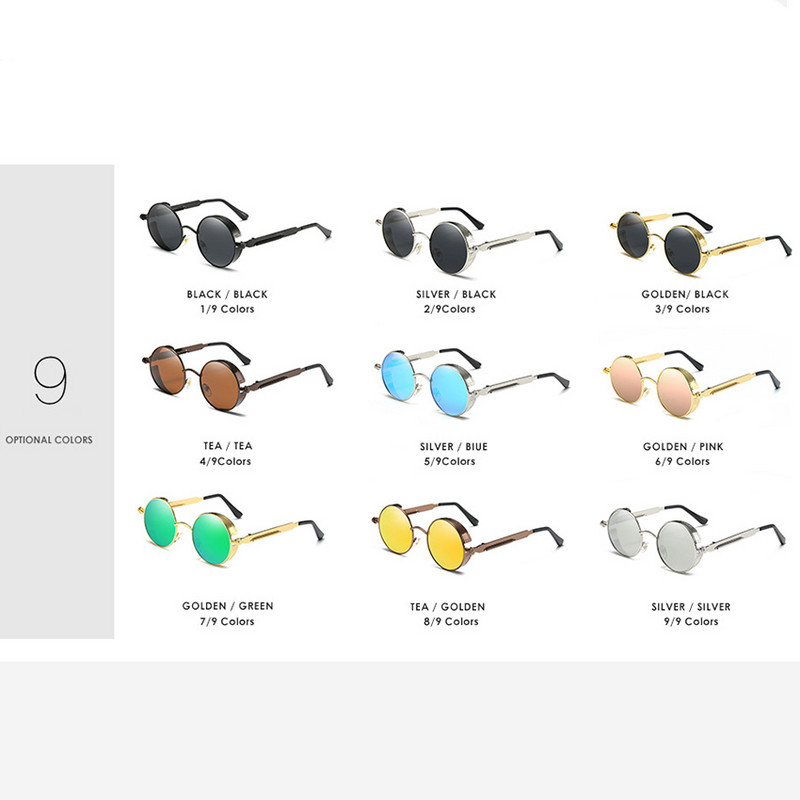 Arany fém polarizált napszemüvegek gótikus steampunk napszemüvegek férfi női divat retro, vintage pajzs szemüveg ernyők 2020