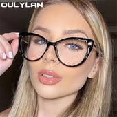 Oulylan TR90 Ochelari de vedere cu blocare a luminii albastre pentru femei, ochelari de vedere sexy triunghi, ochi de pisică, rame pentru ochelari pentru computer, ochelari pentru miopie