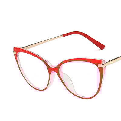 Oulylan TR90 Ochelari de vedere cu blocare a luminii albastre pentru femei, ochelari de vedere sexy triunghi, ochi de pisică, rame pentru ochelari pentru computer, ochelari pentru miopie