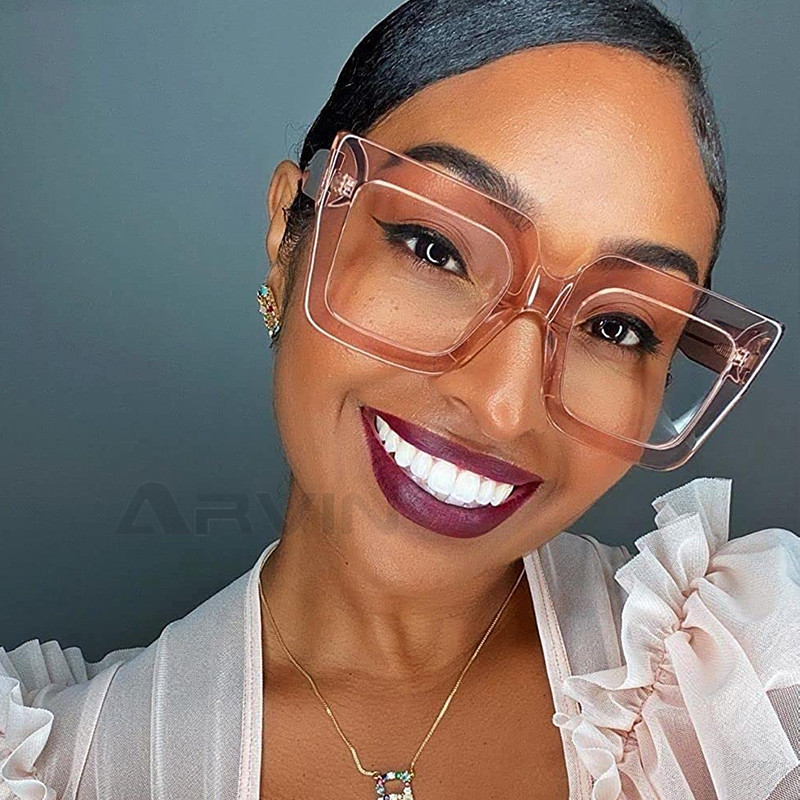 Nagy, túlméretezett négyzet alakú szemüvegkeretek női divatos színátmenetek átlátszó számítógépes optikai lencsék szemüvegek antikék lencsés szemüvegek