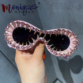 Punk ovalne sunčane naočale Ženska moda 2023. Retro brend Dizajn Nijanse Naočale Ženske crveno ružičaste sunčane naočale