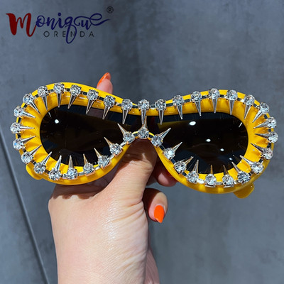 Punk ovalne sunčane naočale Ženska moda 2023. Retro brend Dizajn Nijanse Naočale Ženske crveno ružičaste sunčane naočale