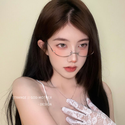 Ženske retro metalne naočale s donjim poluokvirom, japanske čiste mreže, crvene kraljevske sestre, ukras bez leća